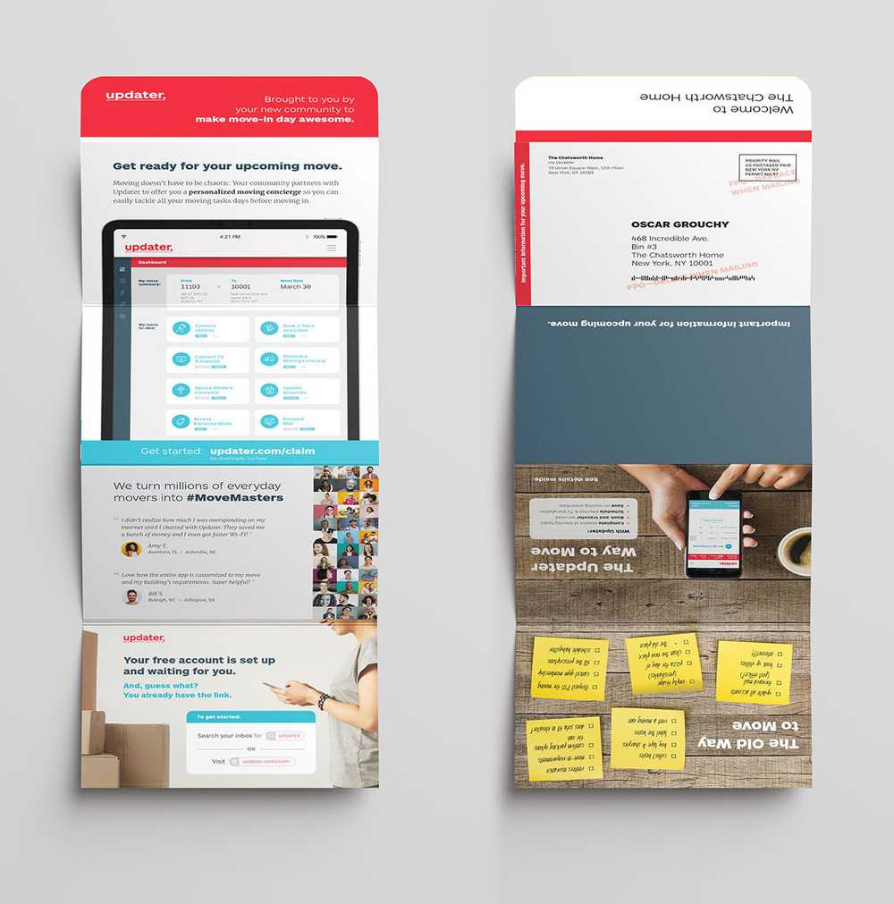 Welcome mailer for a new resident with brand messaging