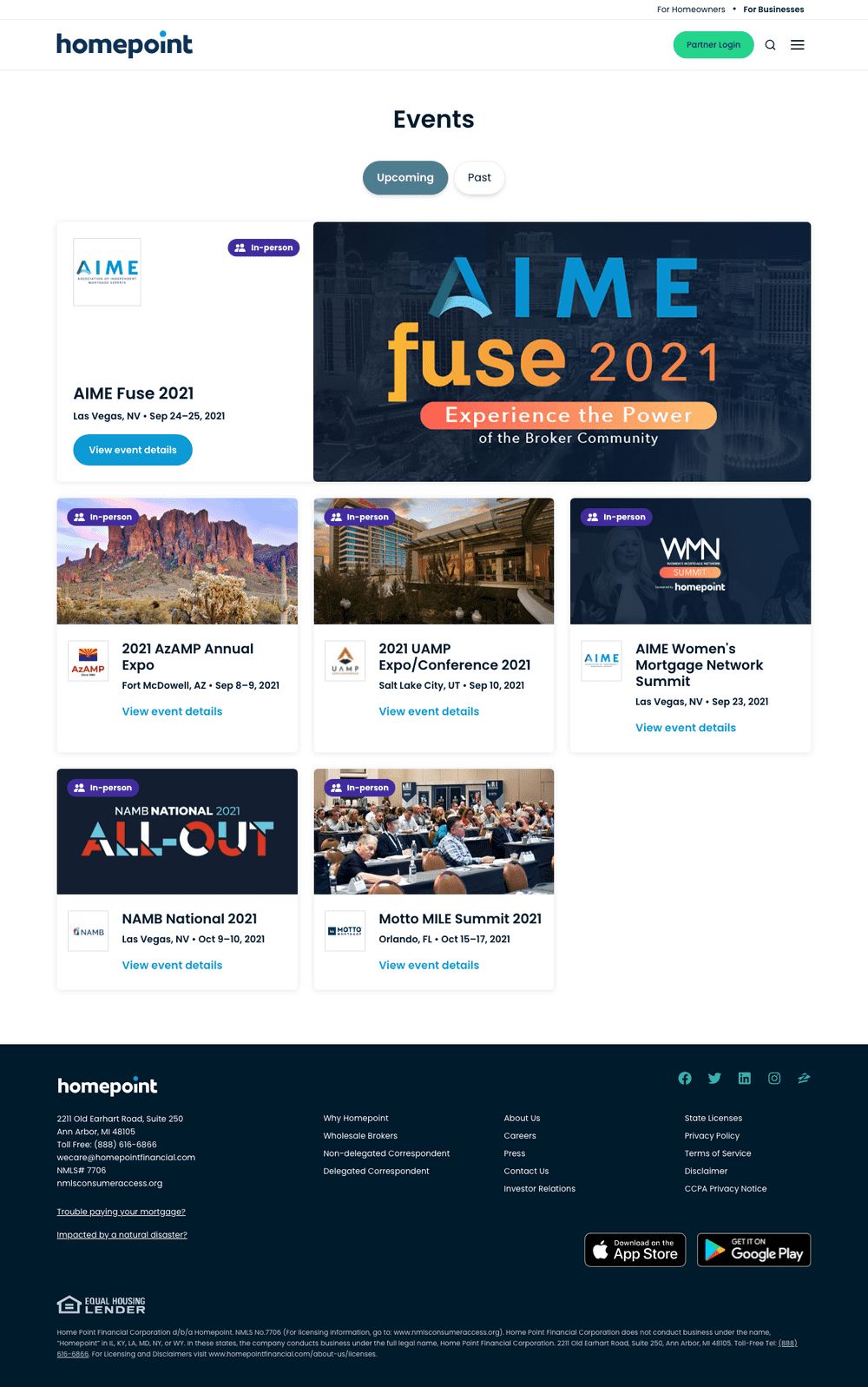 Homepoint website events page